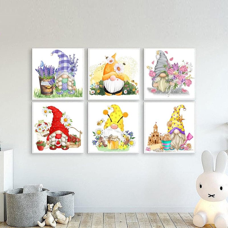Tiwabb Gnome Cross Stitch Kits for Adults - 6 Pack Stamped Crossstitching Kits Preprinted 11 Count Cross-Stitch Kit for Beginner, 11CT Prestamped Easy Pattern Needlepoint Kits Crafts for Decor 11.8x11.8inch - Image 2